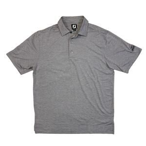 FootJoy Golf Polo Shirt M Gray Black Stripe Stretch Moisture Wicking Athletic